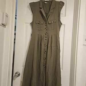 POL Olive Midi Dress with Button Detail NWOT